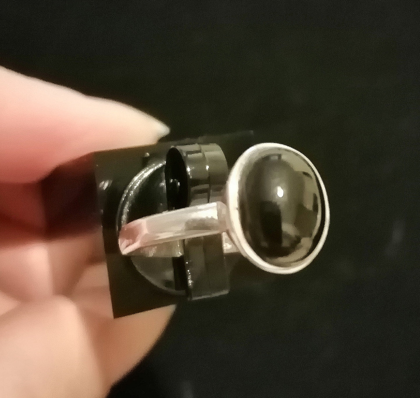 BLACK ONYX RING SIZE R1/2 In 925 sterling silver