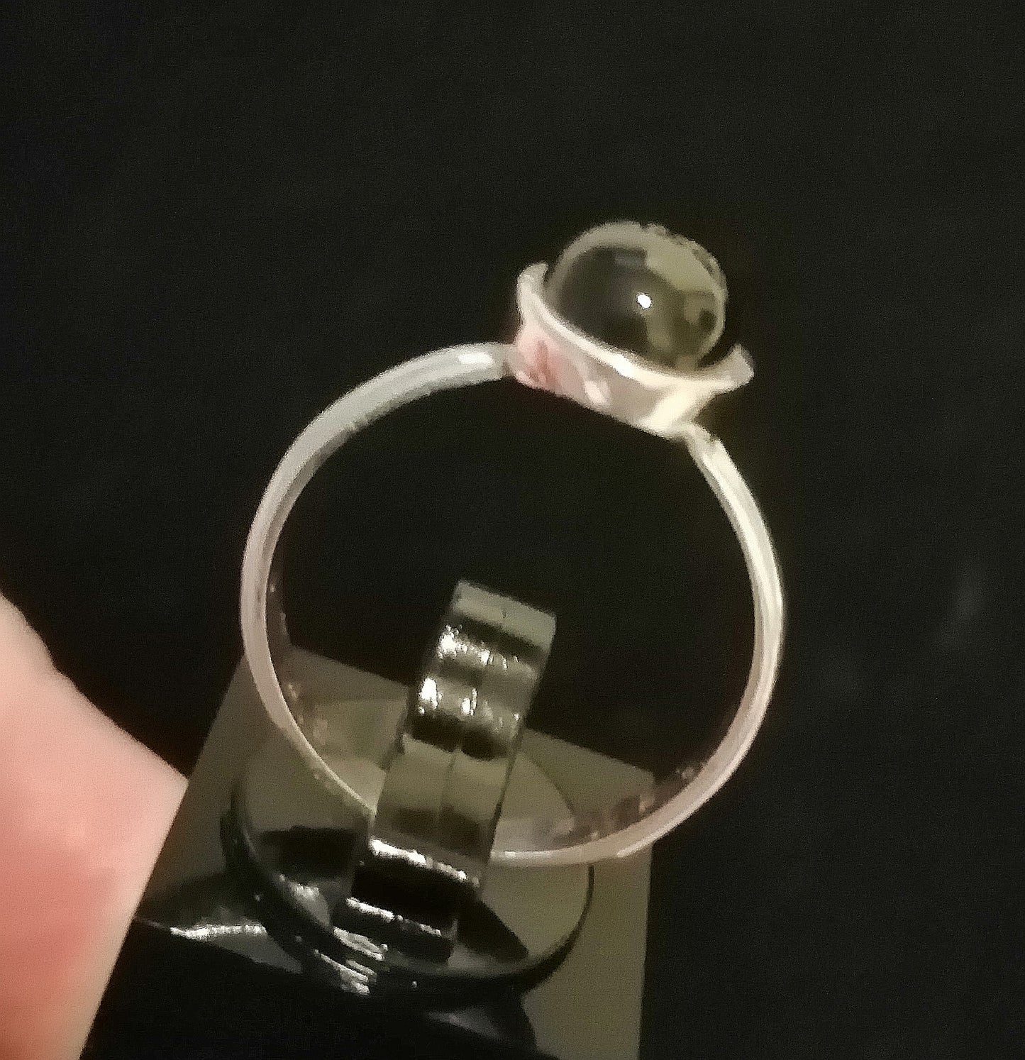 BLACK ONYX RING SIZE R1/2 In 925 sterling silver