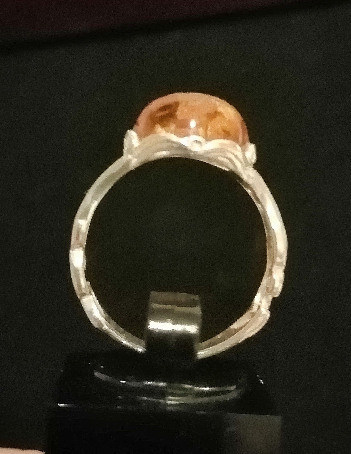 FAUX AMBER RING SIZE R In 925 sterling silver