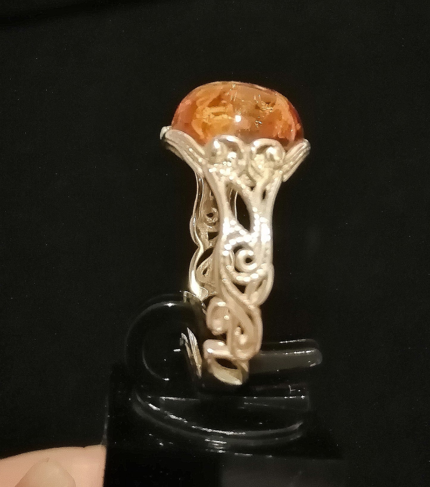 FAUX AMBER RING SIZE R In 925 sterling silver