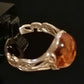 FAUX AMBER RING SIZE R In 925 sterling silver