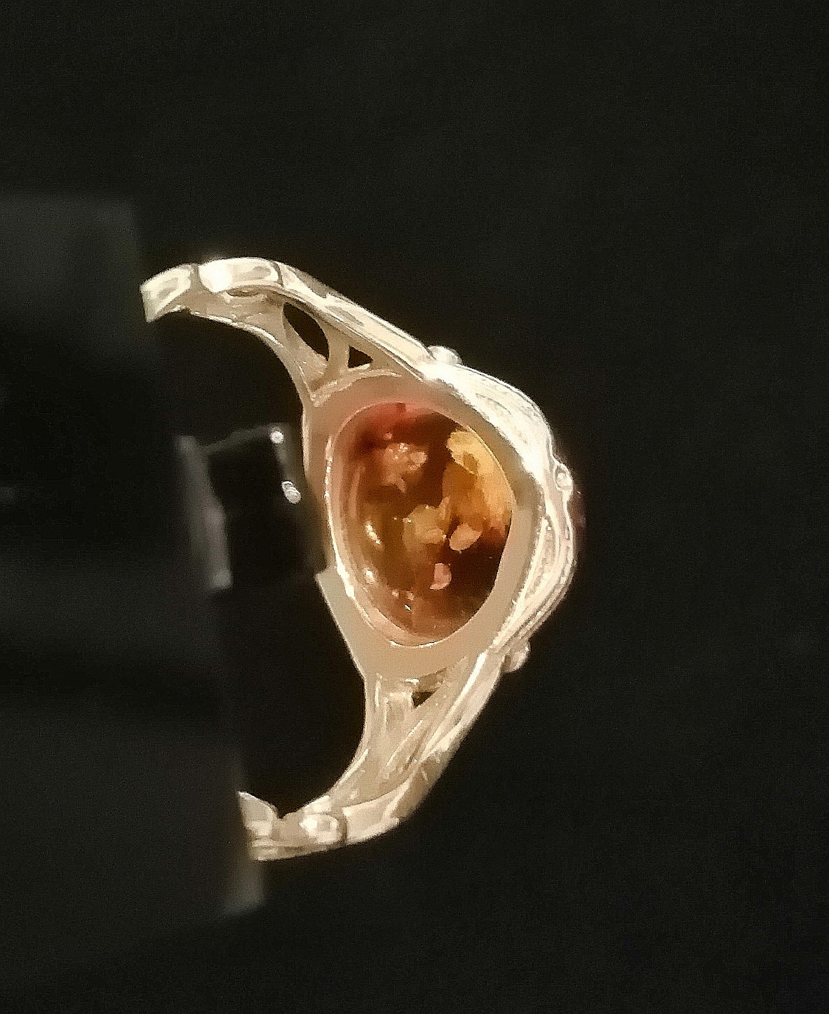 FAUX AMBER RING SIZE R In 925 sterling silver