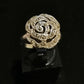 MARCASITE ROSE RING SIZE R In 925 sterling silver