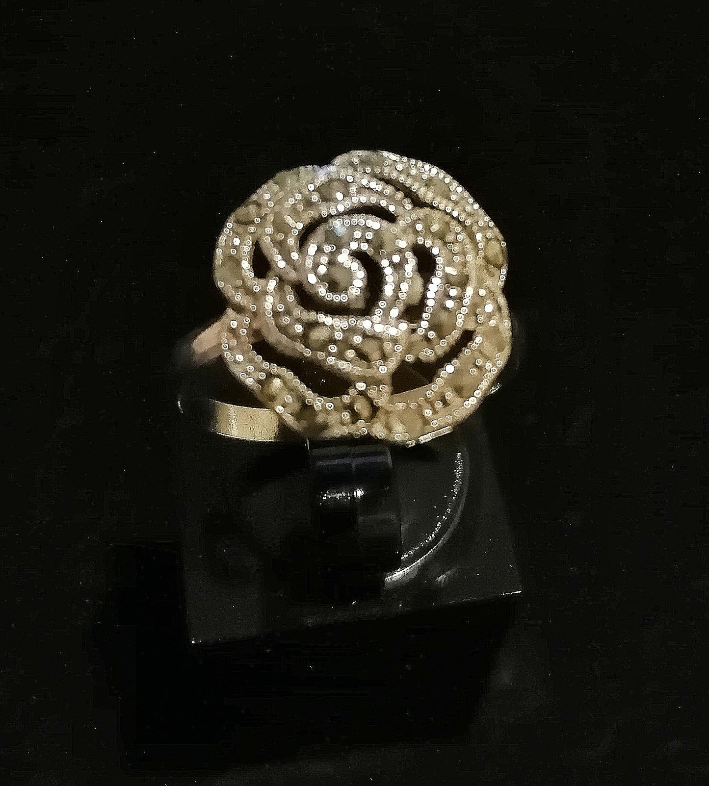 MARCASITE ROSE RING SIZE R In 925 sterling silver