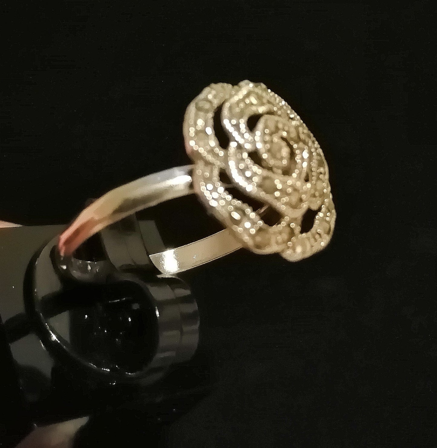MARCASITE ROSE RING SIZE R In 925 sterling silver