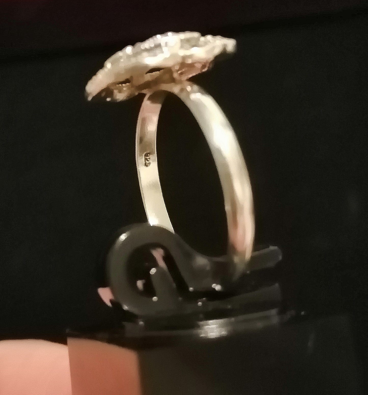 MARCASITE ROSE RING SIZE R In 925 sterling silver