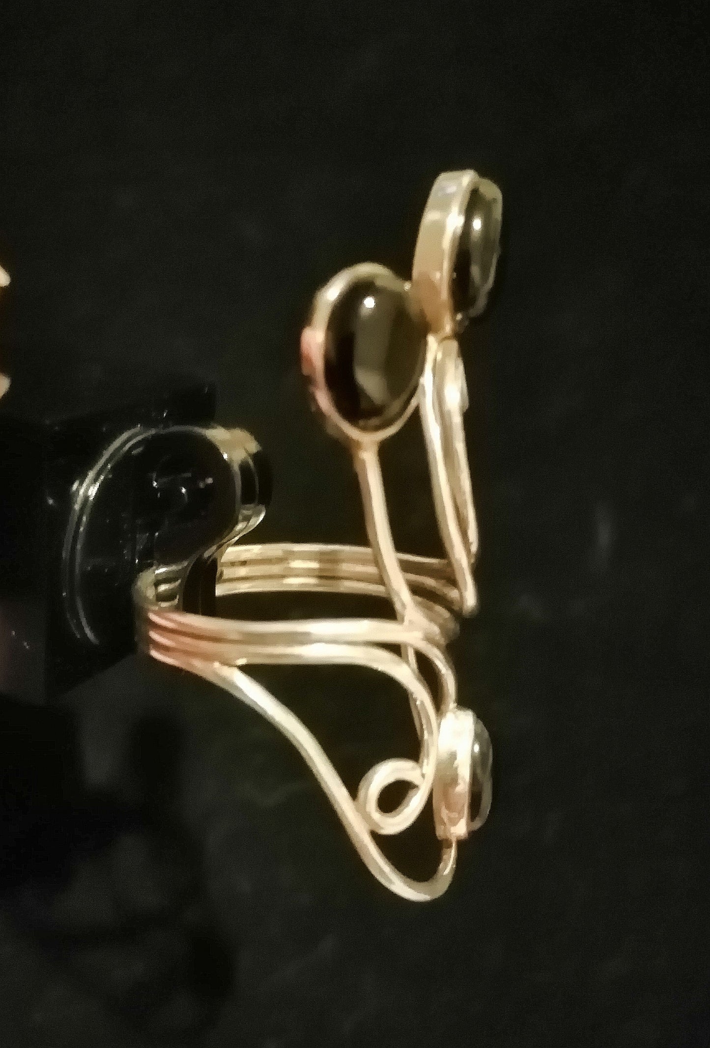 BLACK ONYX RING SIZE R In 925 sterling silver