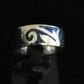 BLUE INLAY BAND RING SIZE N In 925 sterling silver