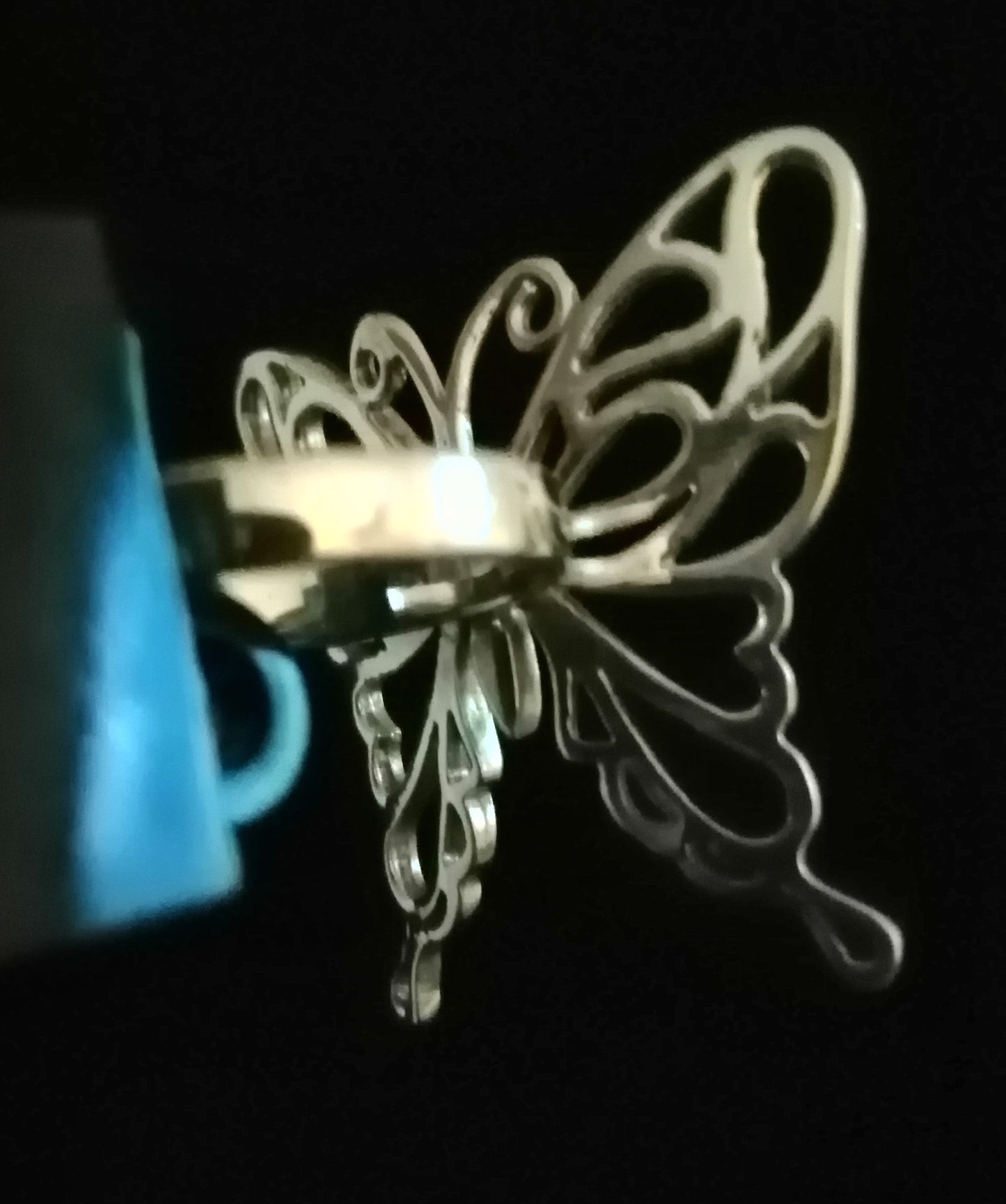 LIFE SIZE BIG BUTTERFLY RING SIZE N1/2 In 925 sterling silver
