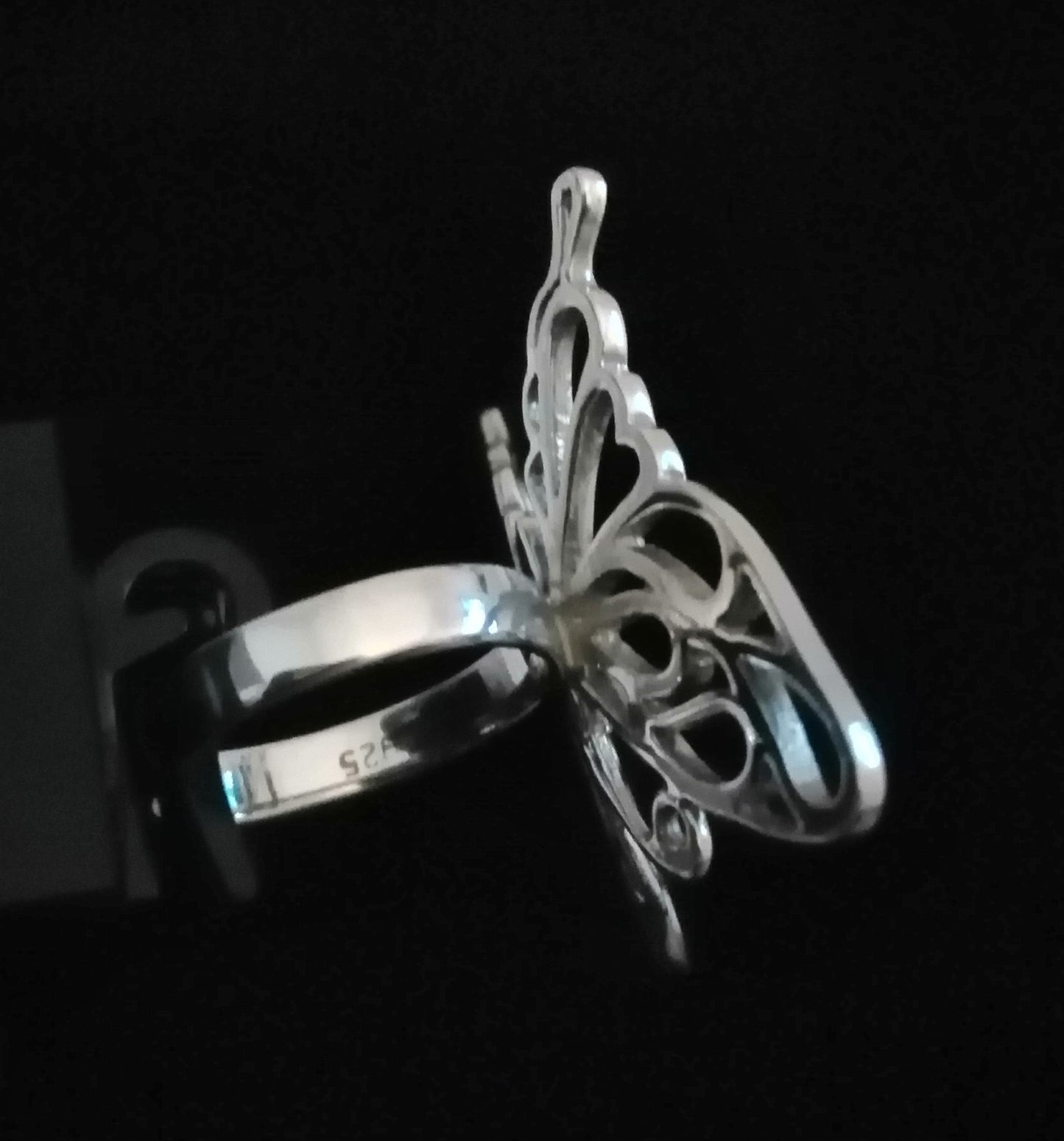 LIFE SIZE BIG BUTTERFLY RING SIZE N1/2 In 925 sterling silver